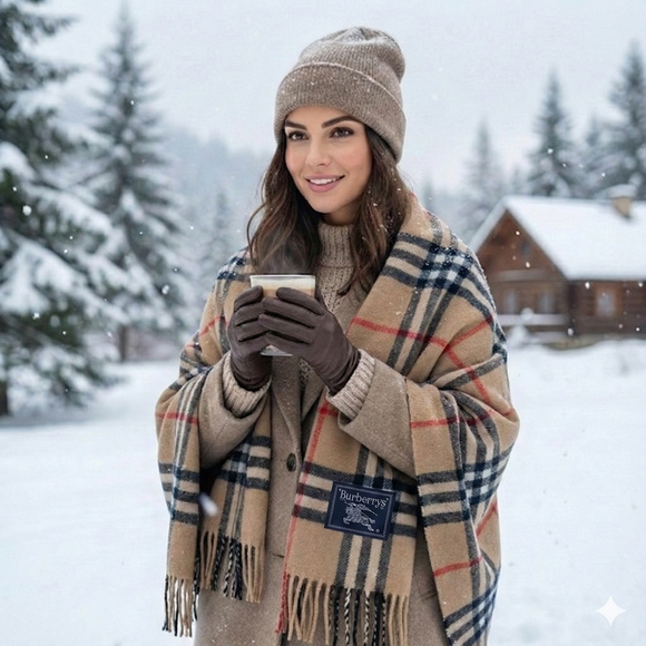 Burberrys Nova Check Wool Shawl Blanket Scarf Wrap ✨ - Picture 3 of 9